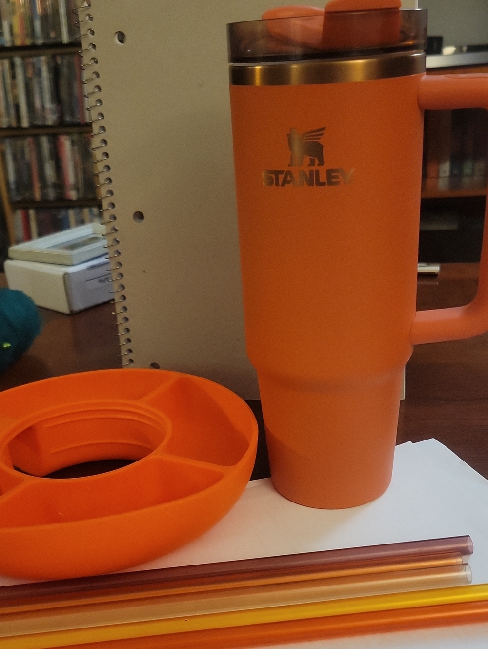 Stanley Orange Travel Mug with Handle and Matching Accessories